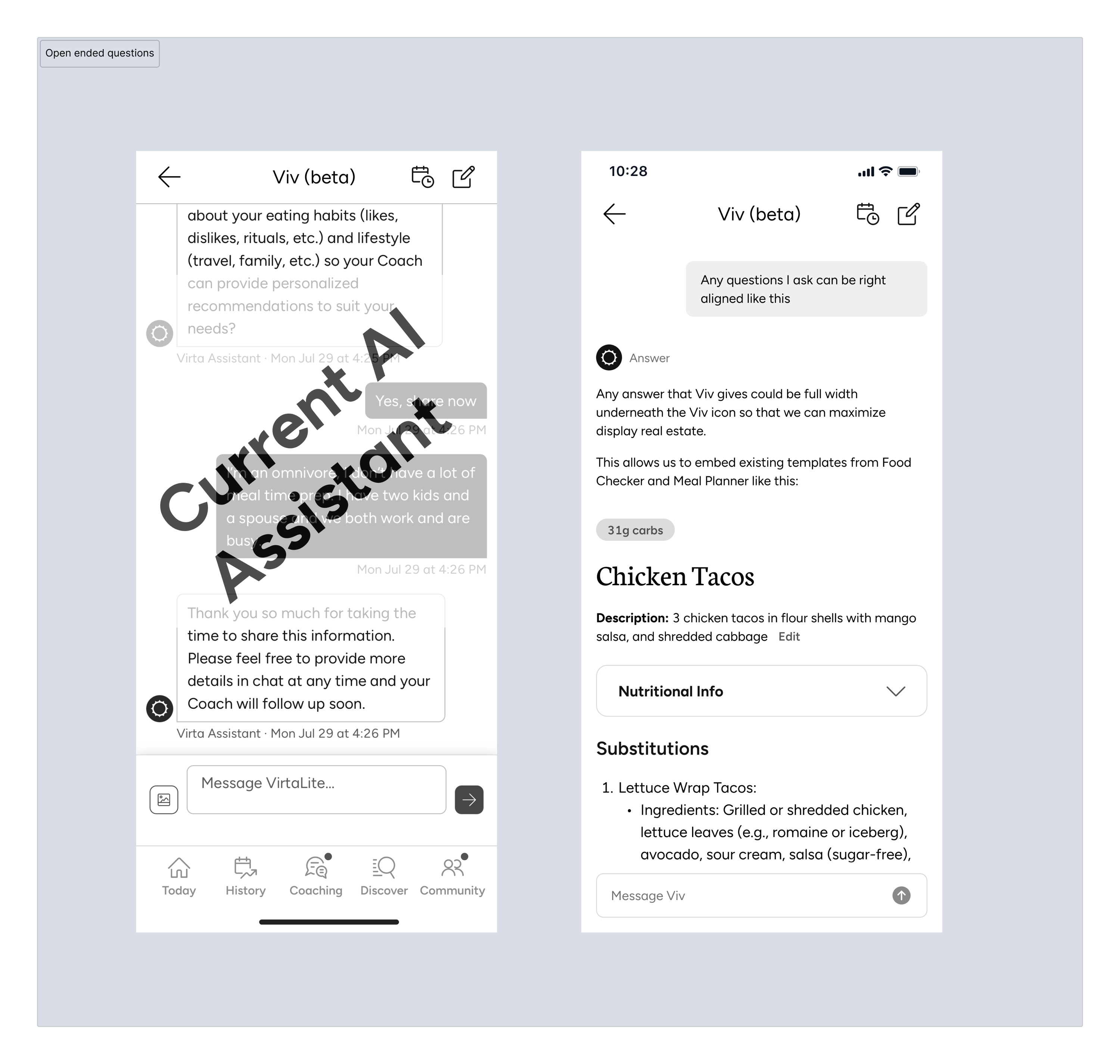 Chat interface wireframe