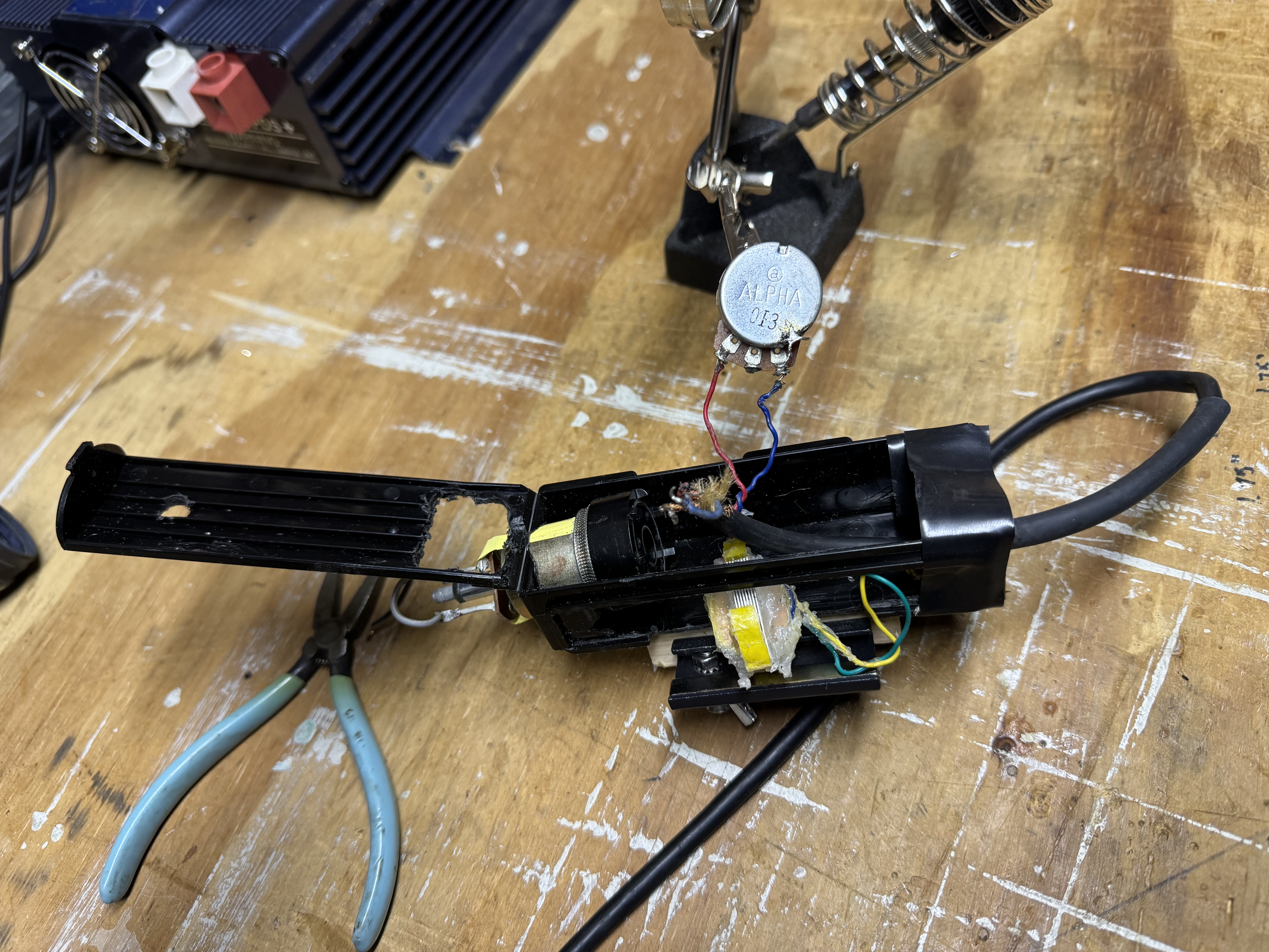 First prototype using a plastic harmonica case
